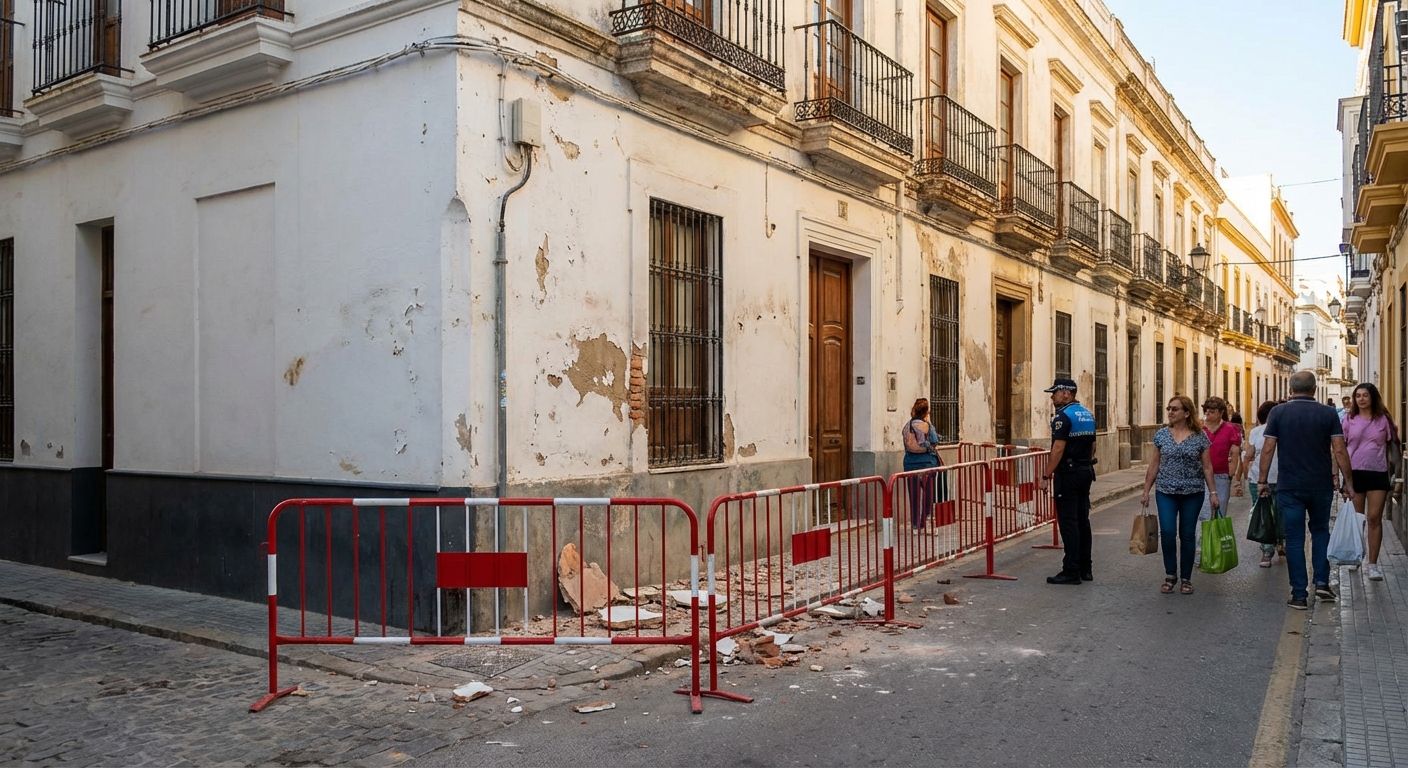 Alerta en calle Larga: desprendimiento de cascotes obliga a revisar fincas del centro histórico